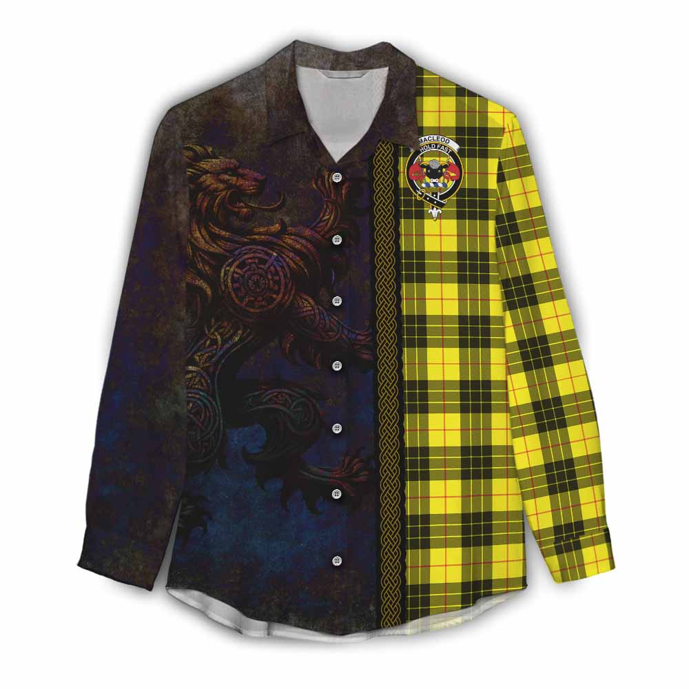 Tartan Vibes Clothing MacLeod (McLeod) Tartan Family Crest Women's Casual Shirt Alba Gu Brath Be Brave Lion Ancient Style