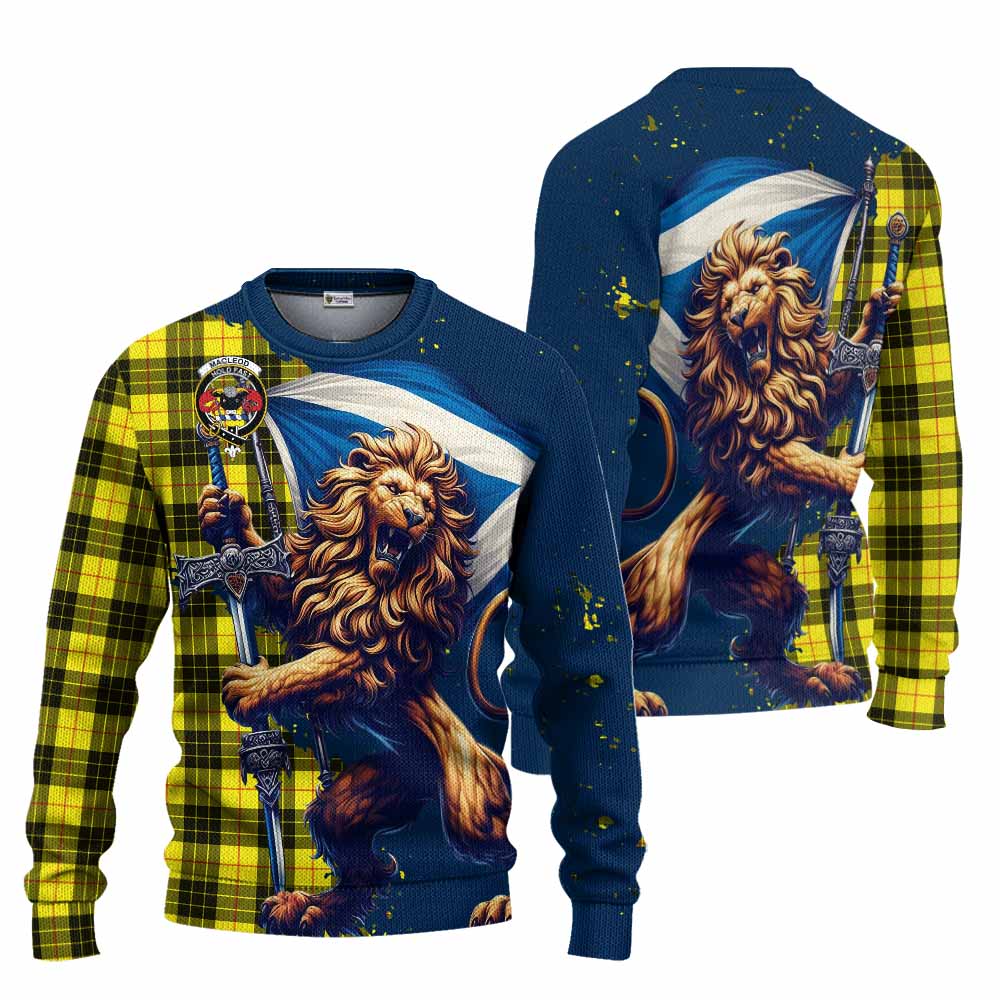 Tartan Vibes Clothing MacLeod (McLeod) Tartan Family Crest Knitted Sweater with Scottish Majestic Lion