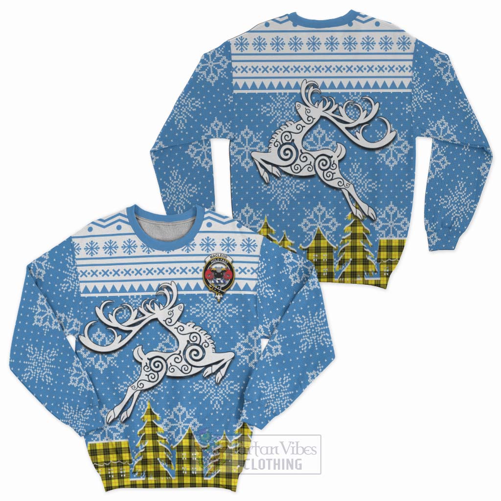 Tartan Vibes Clothing MacLeod (McLeod) Clan Christmas Sweatshirt Celtic Reindeer Style