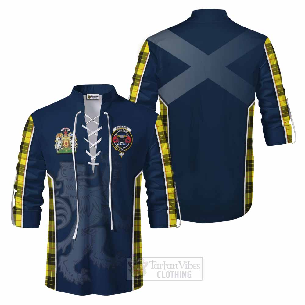 Tartan Vibes Clothing MacLeod (McLeod) Tartan Ghillie Kilt Shirt with Family Crest and Lion Rampant Vibes Sport Style