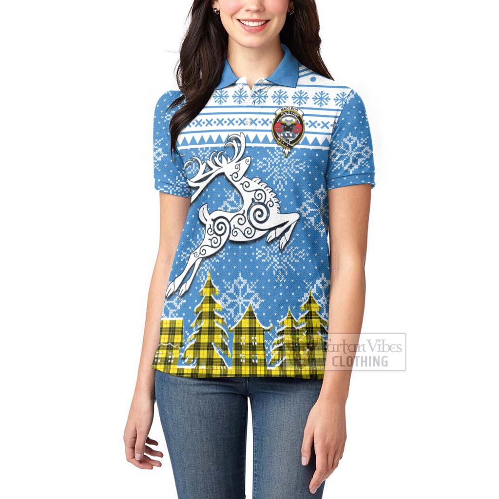 Tartan Vibes Clothing MacLeod (McLeod) Clan Christmas Women's Polo Shirt Celtic Reindeer Style