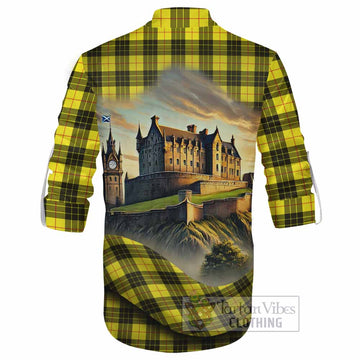 Tartan Vibes Clothing MacLeod (McLeod) Tartan Family Crest Ghillie Kilt Shirt with Scottish Ancient Castle Style