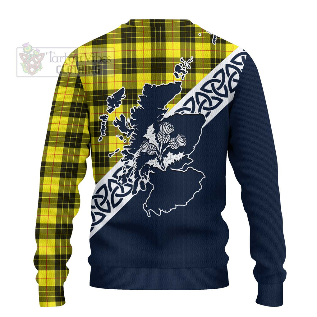 Tartan Vibes Clothing MacLeod (McLeod) Tartan Knitted Sweater Featuring Thistle and Scotland Map
