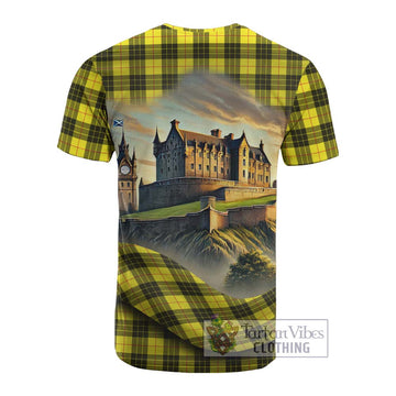 MacLeod (McLeod) Tartan Family Crest Cotton T-shirt with Scottish Ancient Castle Style