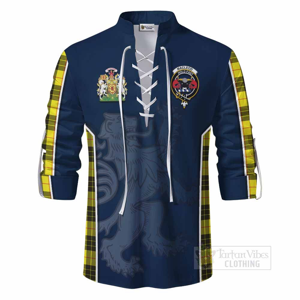 Tartan Vibes Clothing MacLeod (McLeod) Tartan Ghillie Kilt Shirt with Family Crest and Lion Rampant Vibes Sport Style