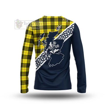 Tartan Vibes Clothing MacLeod (McLeod) Tartan Long Sleeve T-Shirt Featuring Thistle and Scotland Map