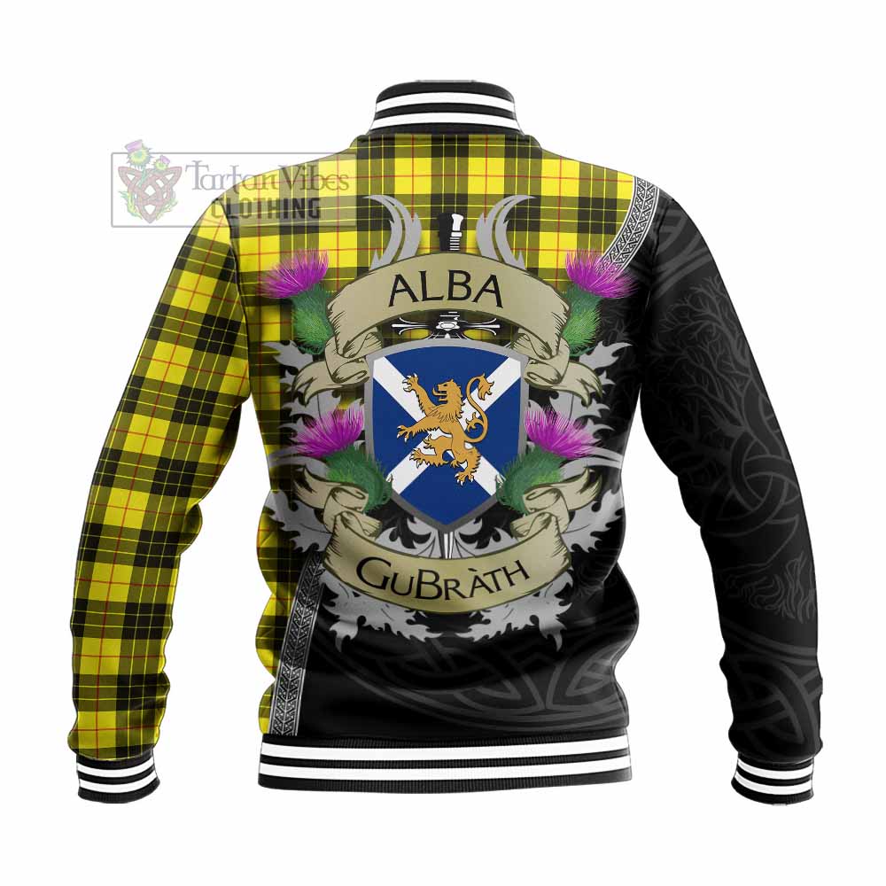 Tartan Vibes Clothing MacLeod (McLeod) Tartan Family Crest Baseball Jacket Lion Rampant Royal Thistle Shield Celtic Inspired