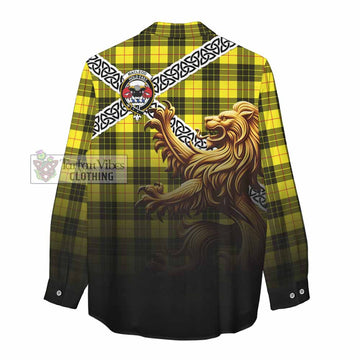 Tartan Vibes Clothing MacLeod (McLeod) Crest Tartan Women's Casual Shirt with Golden Lion Emblem Celtic Style