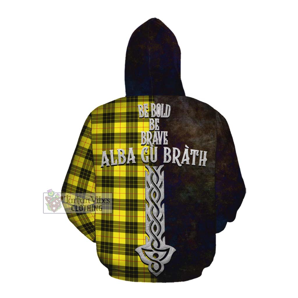 Tartan Vibes Clothing MacLeod (McLeod) Tartan Family Crest Cotton Hoodie Alba Gu Brath Be Brave Lion Ancient Style