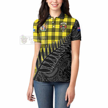 Tartan Vibes Clothing MacLeod (McLeod) Crest Tartan Women's Polo Shirt with New Zealand Silver Fern Half Style