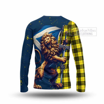 Tartan Vibes Clothing MacLeod (McLeod) Tartan Family Crest Long Sleeve T-Shirt with Scottish Majestic Lion