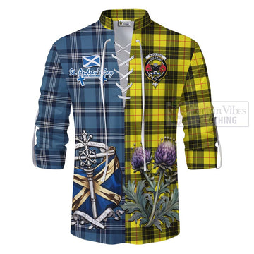 Tartan Vibes Clothing MacLeod (McLeod) Tartan Ghillie Kilt Shirt Happy St. Andrew's Day Half Tartan Style