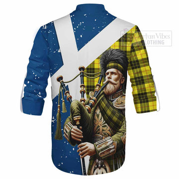Tartan Vibes Clothing MacLeod (McLeod) Tartan Ghillie Kilt Shirt with Family Crest Scottish Bagpiper Vibes