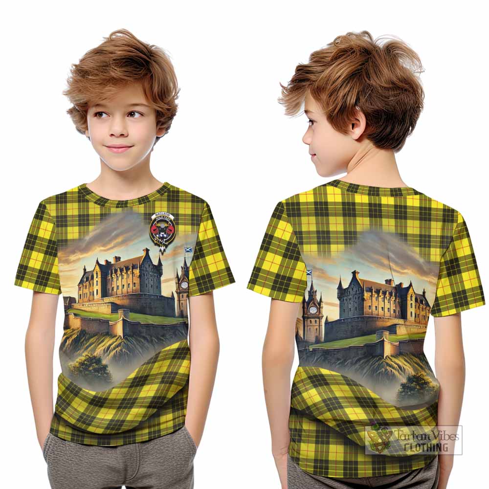 Tartan Vibes Clothing MacLeod (McLeod) Tartan Family Crest Kid T-Shirt with Scottish Ancient Castle Style
