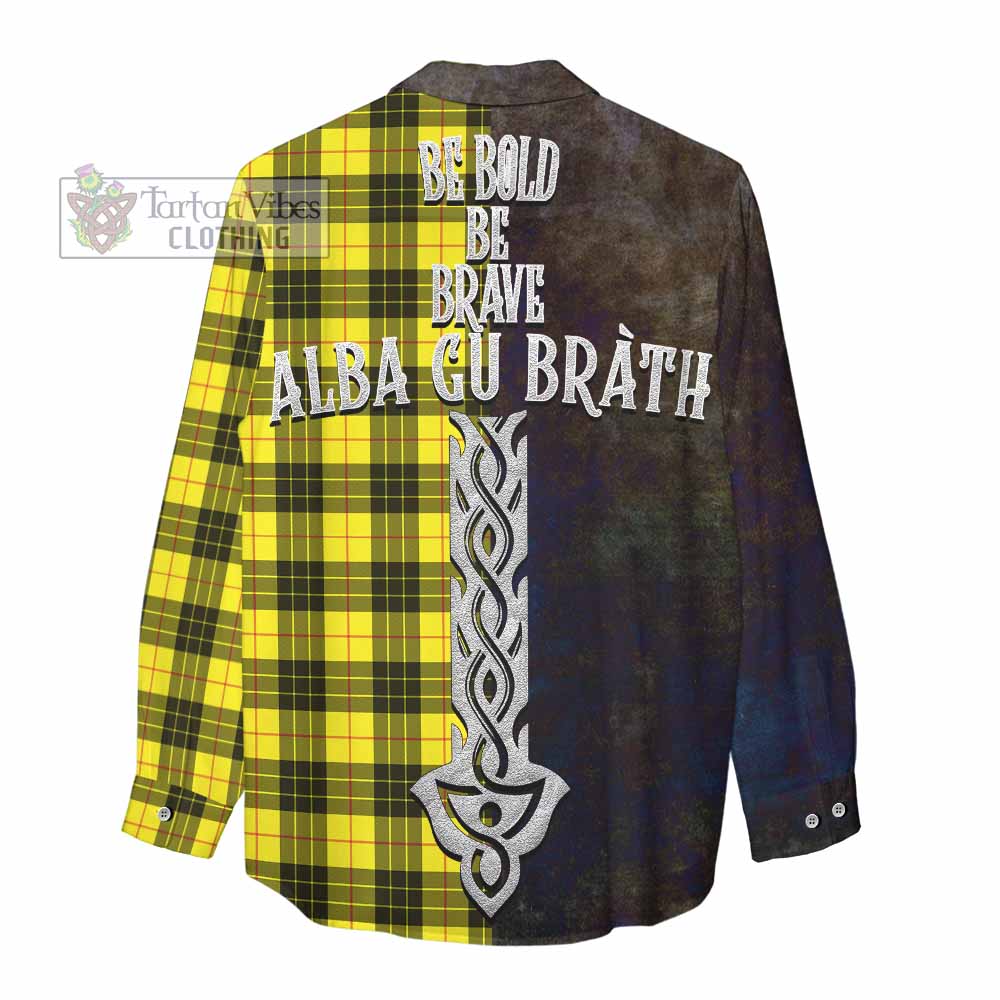 Tartan Vibes Clothing MacLeod (McLeod) Tartan Family Crest Women's Casual Shirt Alba Gu Brath Be Brave Lion Ancient Style