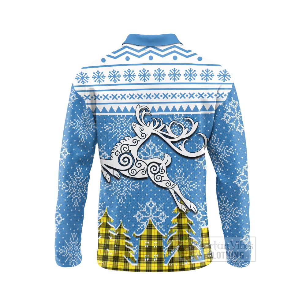 MacLeod (McLeod) Clan Christmas Long Sleeve Polo Shirt Celtic Reindeer Style - Tartan Vibes Clothing