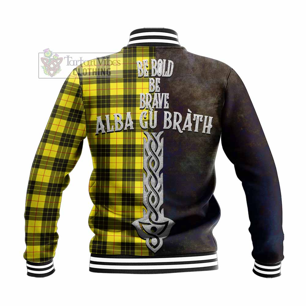 Tartan Vibes Clothing MacLeod (McLeod) Tartan Family Crest Baseball Jacket Alba Gu Brath Be Brave Lion Ancient Style