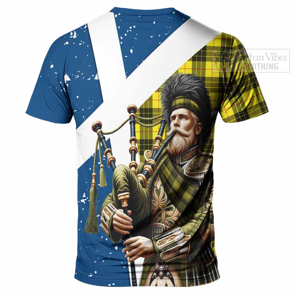 Tartan Vibes Clothing MacLeod (McLeod) Tartan T-Shirt with Family Crest Scottish Bagpiper Vibes