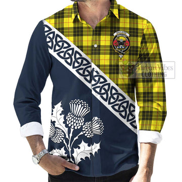 MacLeod (McLeod) Tartan Long Sleeve Button Shirt Featuring Thistle and Scotland Map