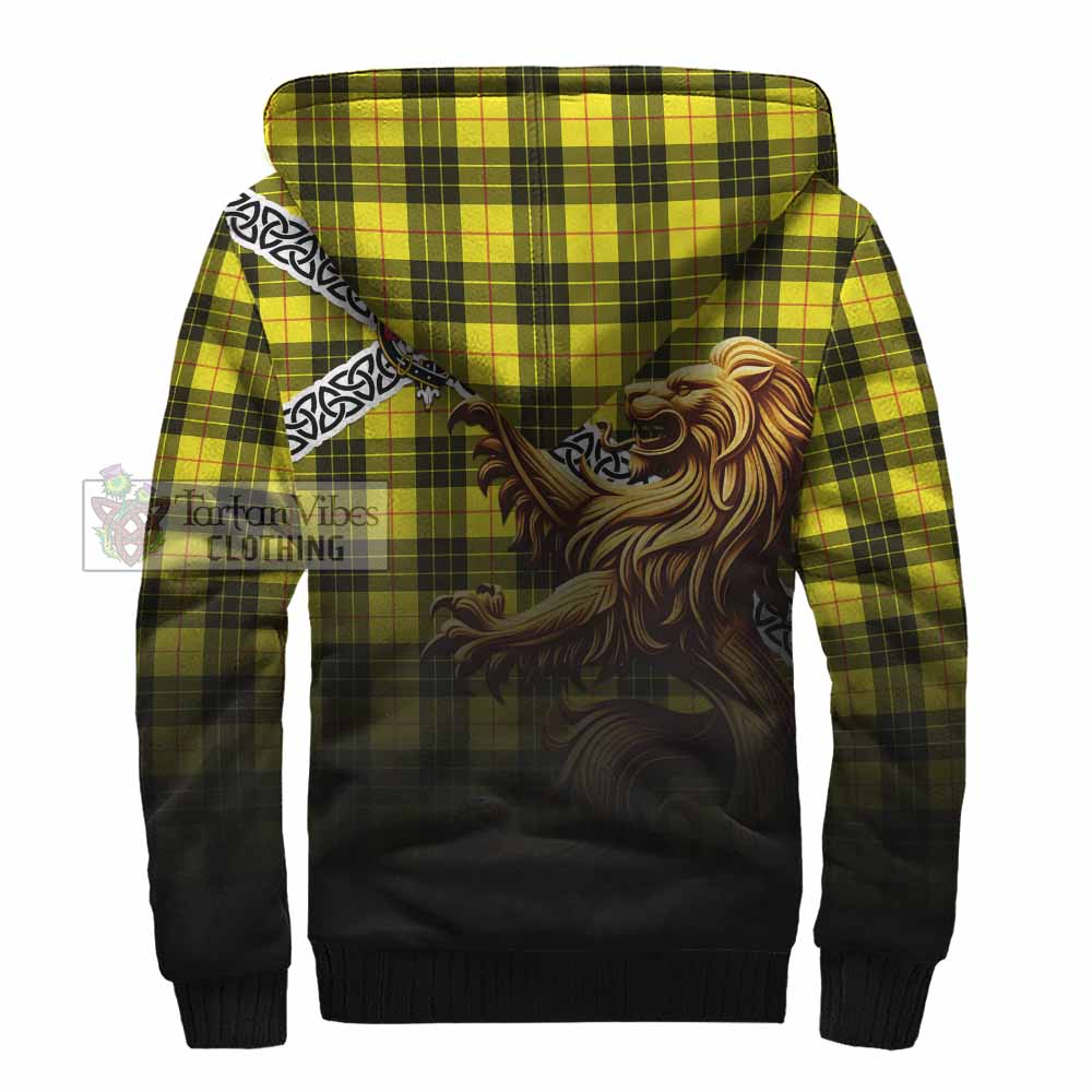 Tartan Vibes Clothing MacLeod (McLeod) Crest Tartan Sherpa Hoodie with Golden Lion Emblem Celtic Style