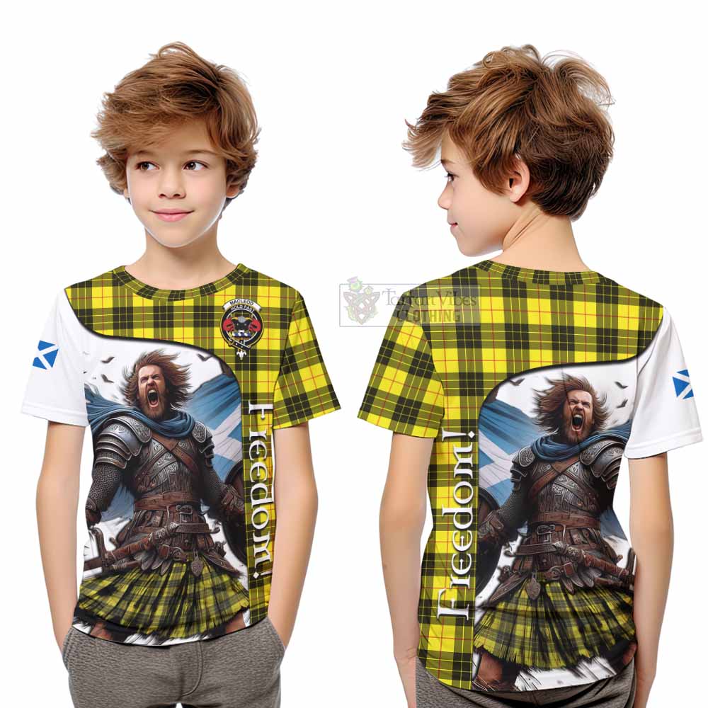 Tartan Vibes Clothing MacLeod (McLeod) Crest Tartan Kid T-Shirt Inspired by the Freedom of Scottish Warrior