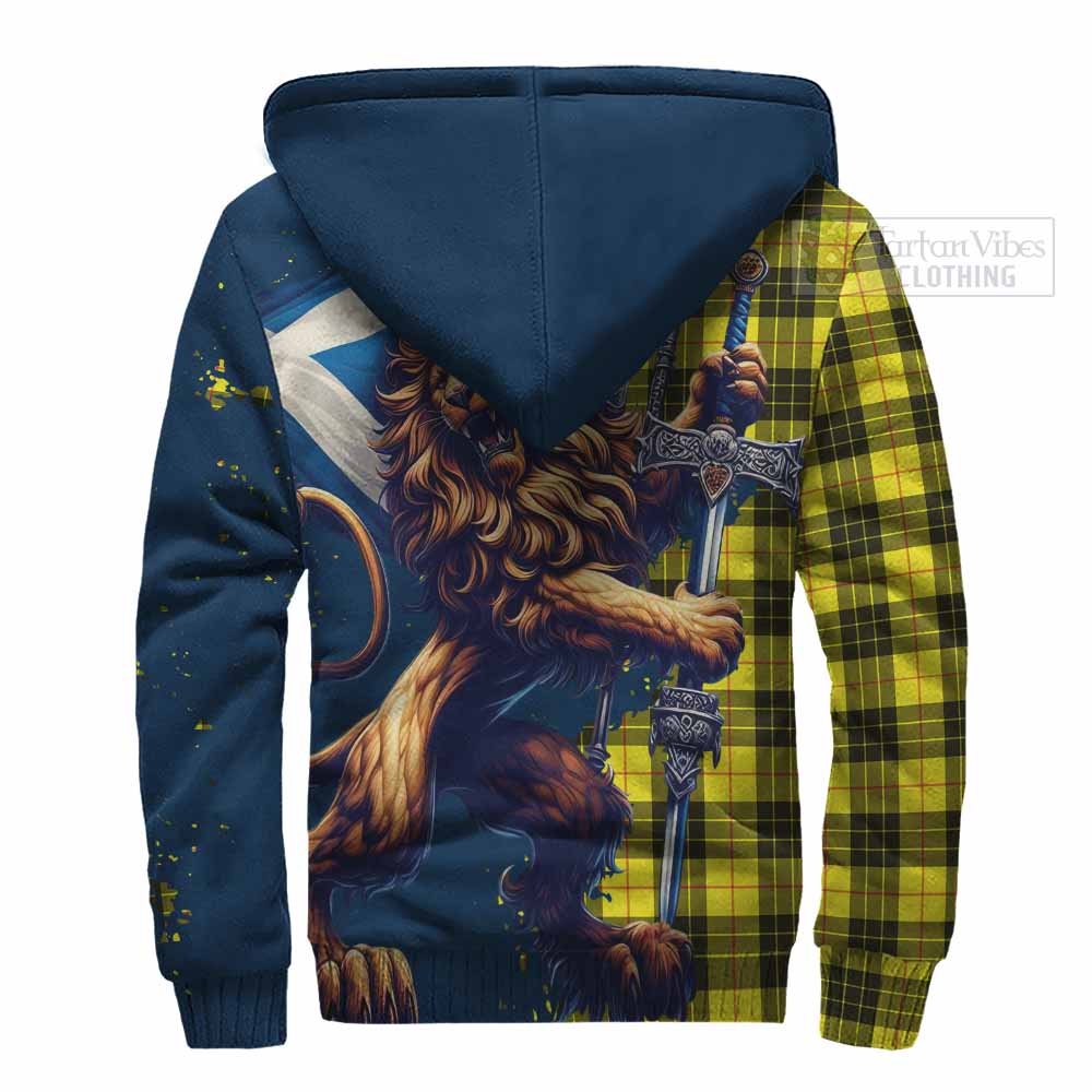 Tartan Vibes Clothing MacLeod (McLeod) Tartan Family Crest Sherpa Hoodie with Scottish Majestic Lion