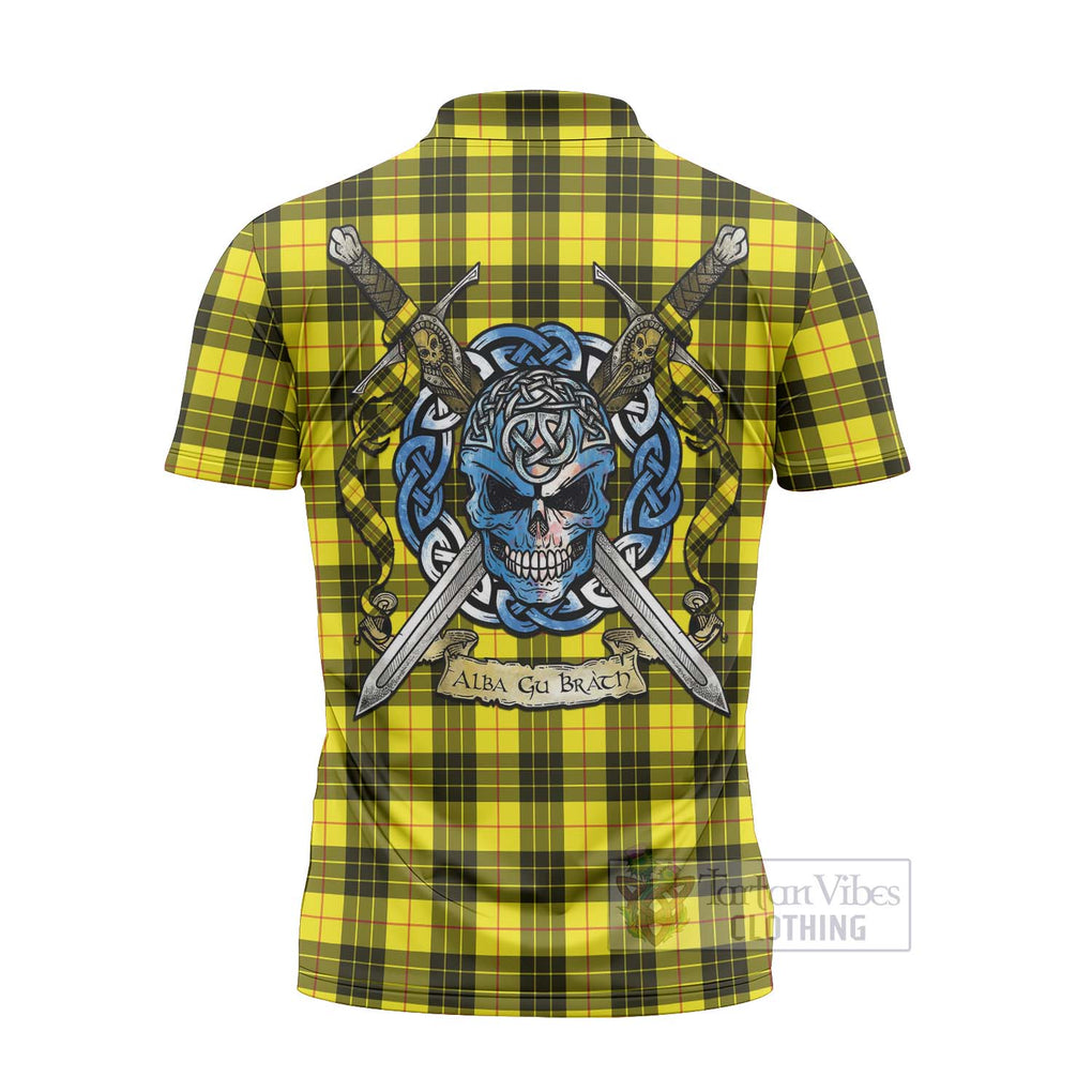 Tartan Vibes Clothing MacLeod (McLeod) Tartan Zipper Polo Shirt with Family Crest Celtic Skull Style