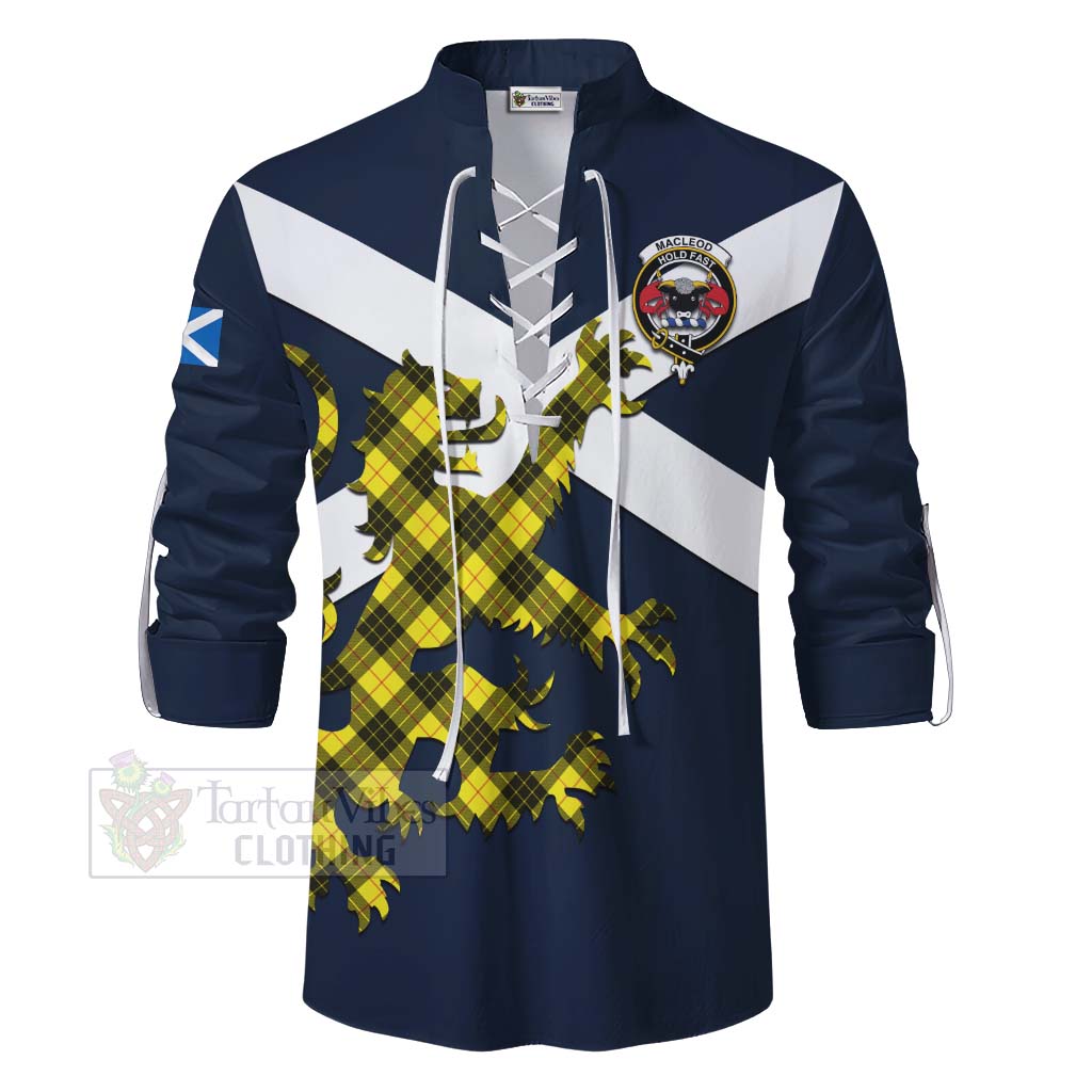 Tartan Vibes Clothing MacLeod (McLeod) Tartan Lion Rampant Ghillie Kilt Shirt Proudly Display Your Heritage with Alba Gu Brath and Clan Name