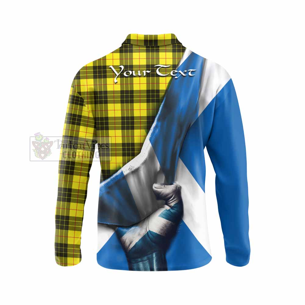 Tartan Vibes Clothing MacLeod (McLeod) Tartan Long Sleeve Polo Shirt with Family Crest Scotland Patriotic Style