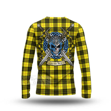 Tartan Vibes Clothing MacLeod (McLeod) Tartan Long Sleeve T-Shirt with Family Crest Celtic Skull Style