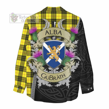 Tartan Vibes Clothing MacLeod (McLeod) Tartan Family Crest Women's Casual Shirt Lion Rampant Royal Thistle Shield Celtic Inspired