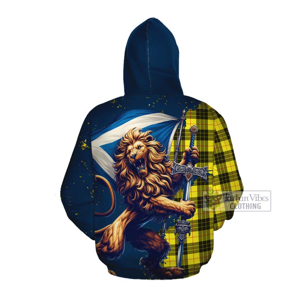 Tartan Vibes Clothing MacLeod (McLeod) Tartan Family Crest Cotton Hoodie with Scottish Majestic Lion