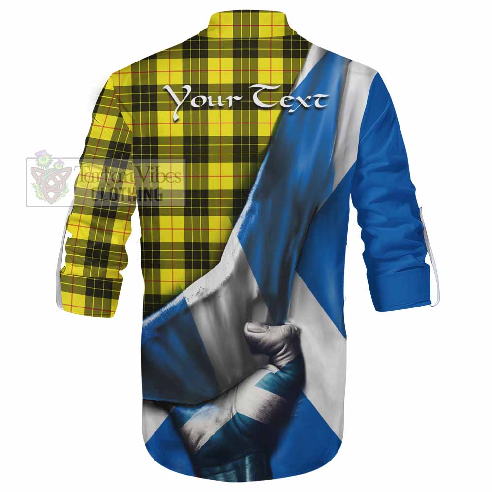 Tartan Vibes Clothing MacLeod (McLeod) Tartan Ghillie Kilt Shirt with Family Crest Scotland Patriotic Style