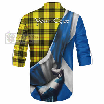 Tartan Vibes Clothing MacLeod (McLeod) Tartan Ghillie Kilt Shirt with Family Crest Scotland Patriotic Style