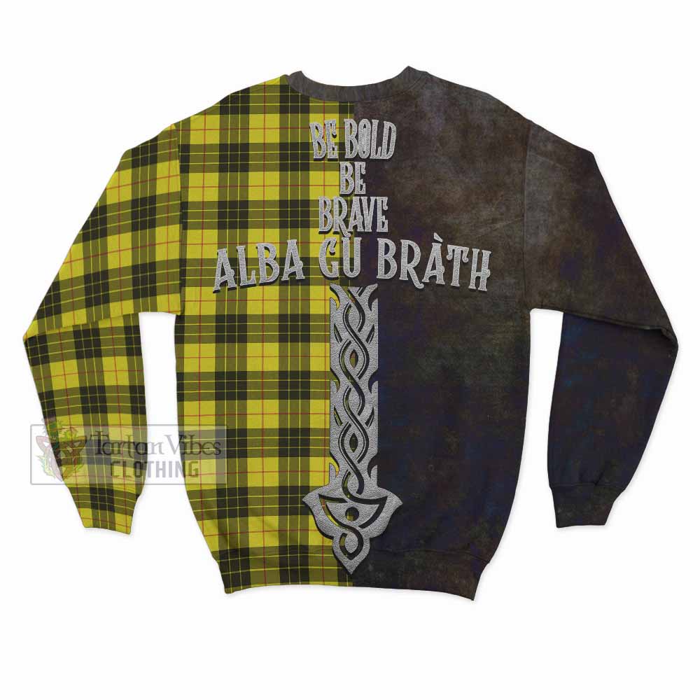 Tartan Vibes Clothing MacLeod (McLeod) Tartan Family Crest Sweatshirt Alba Gu Brath Be Brave Lion Ancient Style