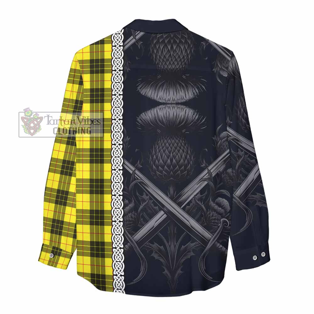 Tartan Vibes Clothing MacLeod (McLeod) Tartan Women's Casual Shirt with Family Crest Cross Sword Thistle Celtic Vibes