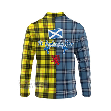 Tartan Vibes Clothing MacLeod (McLeod) Tartan Long Sleeve Polo Shirt Happy St. Andrew's Day Half Tartan Style