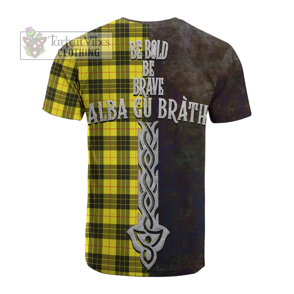 Tartan Vibes Clothing MacLeod (McLeod) Tartan Family Crest Cotton T-shirt Alba Gu Brath Be Brave Lion Ancient Style