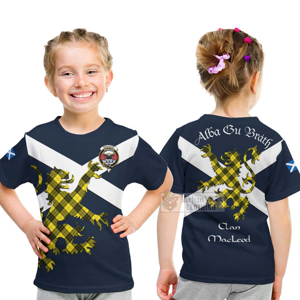 Tartan Vibes Clothing MacLeod (McLeod) Tartan Lion Rampant Kid T-Shirt – Proudly Display Your Heritage with Alba Gu Brath and Clan Name