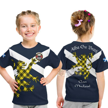 Tartan Vibes Clothing MacLeod (McLeod) Tartan Lion Rampant Kid T-Shirt – Proudly Display Your Heritage with Alba Gu Brath and Clan Name