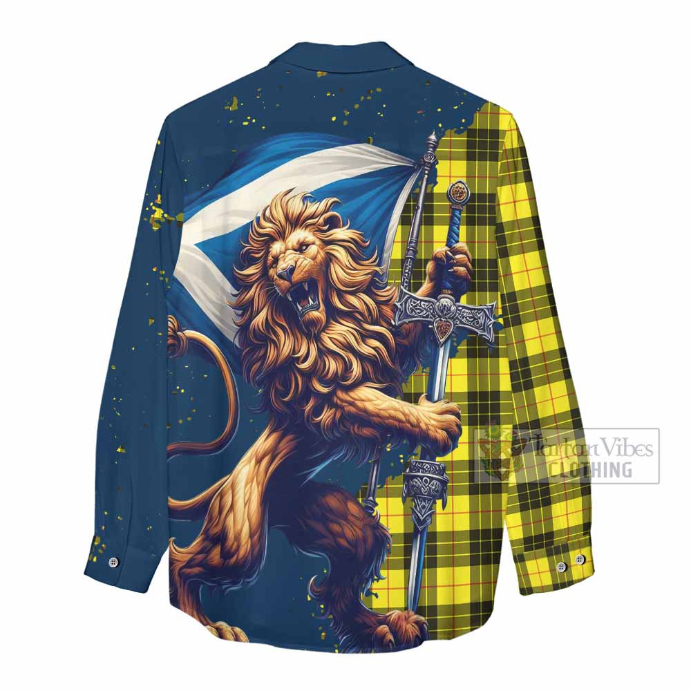 Tartan Vibes Clothing MacLeod (McLeod) Tartan Family Crest Women's Casual Shirt with Scottish Majestic Lion