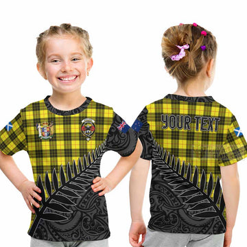 Tartan Vibes Clothing MacLeod (McLeod) Crest Tartan Kid T-Shirt with New Zealand Silver Fern Half Style