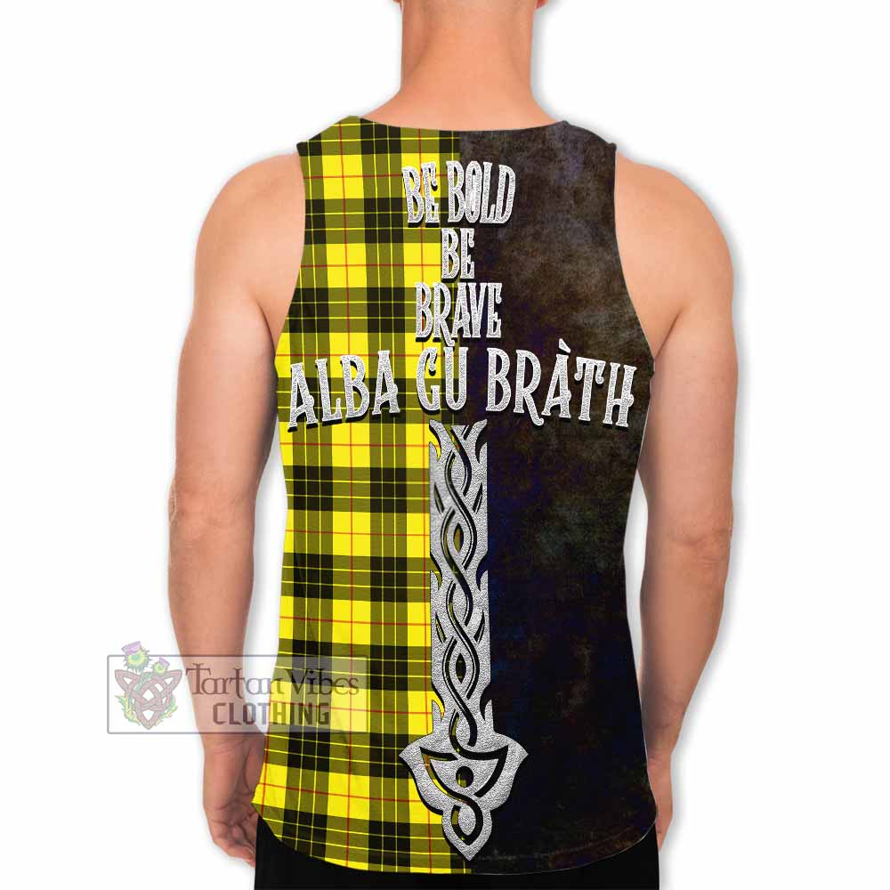 Tartan Vibes Clothing MacLeod (McLeod) Tartan Family Crest Men's Tank Top Alba Gu Brath Be Brave Lion Ancient Style