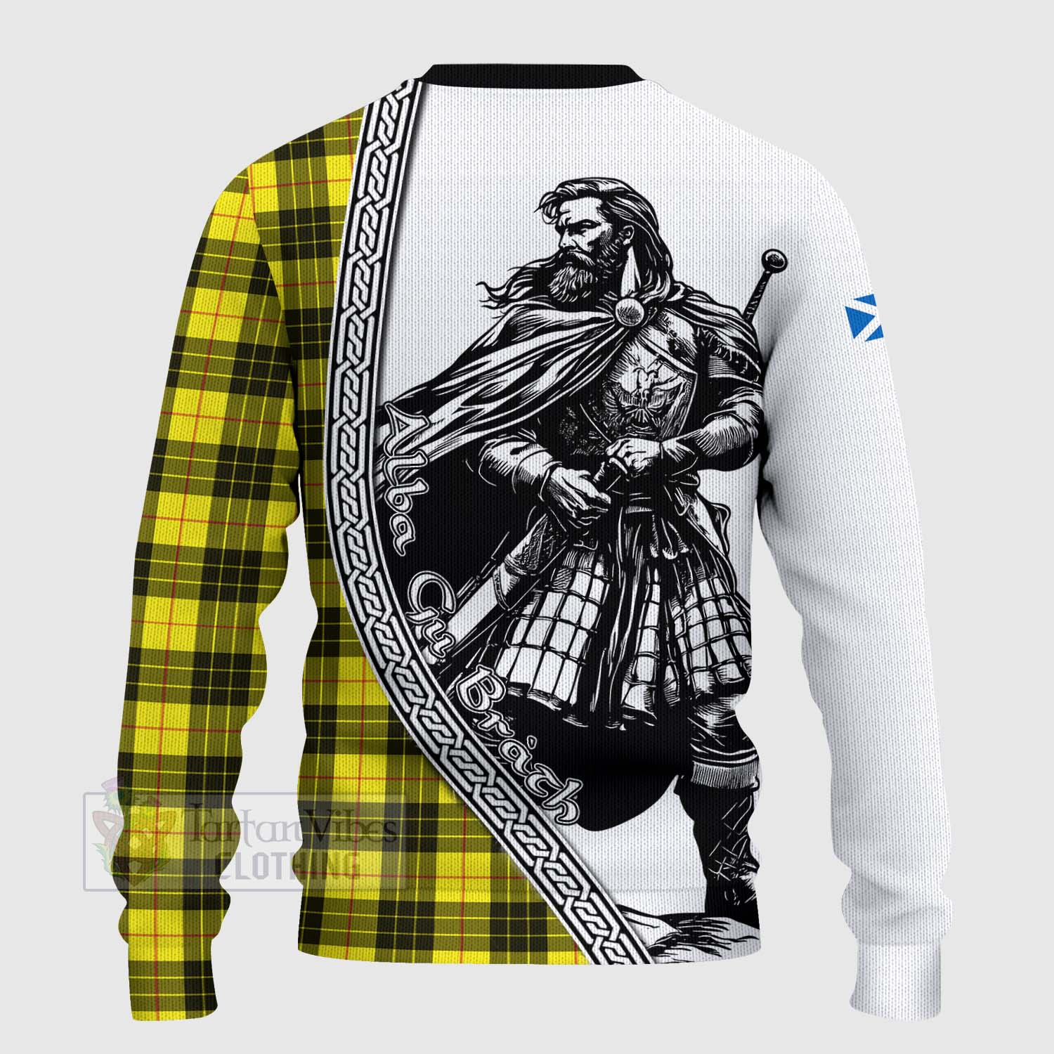 Tartan Vibes Clothing MacLeod (McLeod) Tartan Clan Crest Knitted Sweater with Highlander Warrior Celtic Style