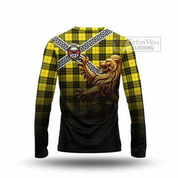 Tartan Vibes Clothing MacLeod (McLeod) Crest Tartan Long Sleeve T-Shirt with Golden Lion Emblem Celtic Style
