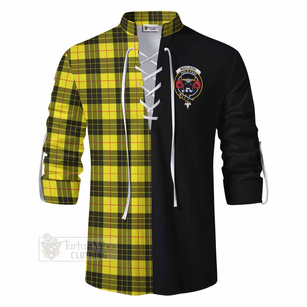 Tartan Vibes Clothing MacLeod (McLeod) Tartan Ghillie Kilt Shirt with Family Crest and Half Of Me Style