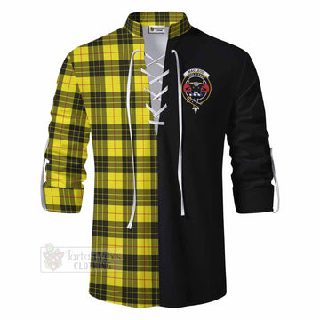 Tartan Vibes Clothing MacLeod (McLeod) Tartan Ghillie Kilt Shirt with Family Crest and Half Of Me Style