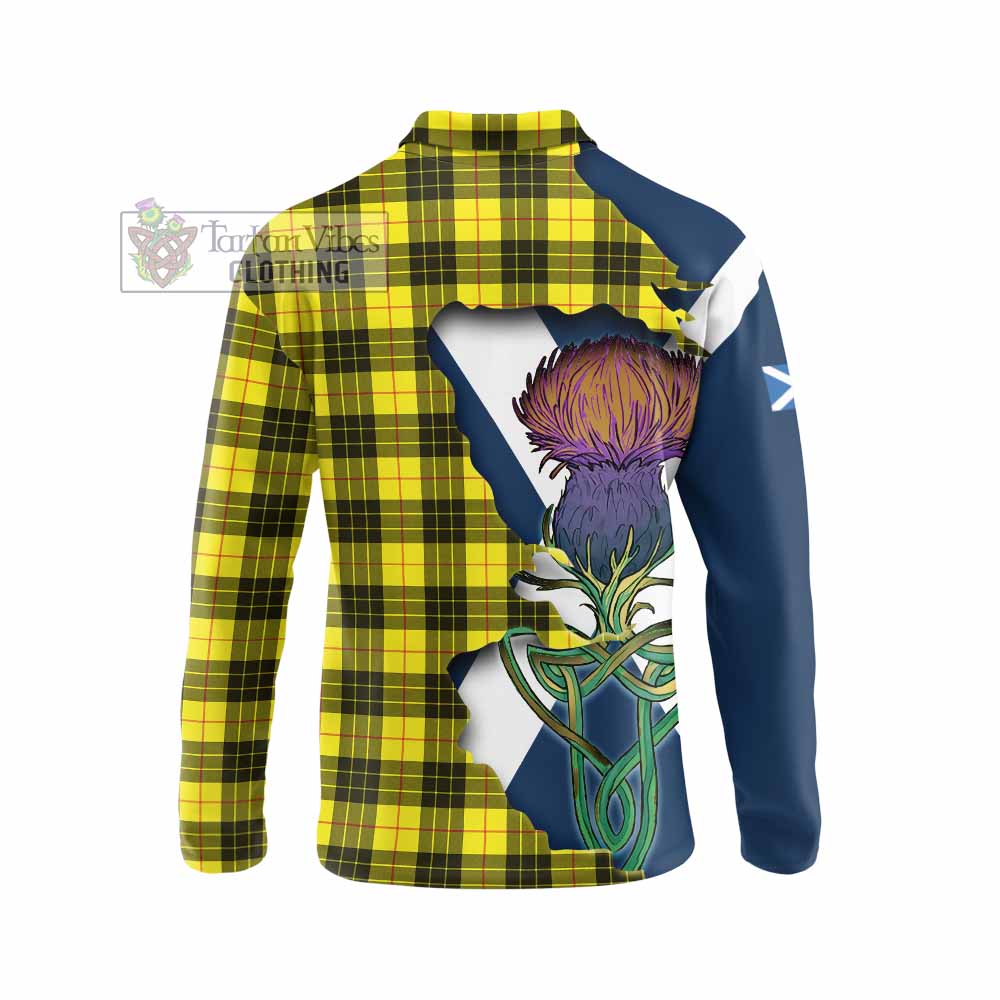 Tartan Vibes Clothing MacLeod (McLeod) Tartan Family Crest Long Sleeve Polo Shirt Scottish Thistle Celtic Inspired
