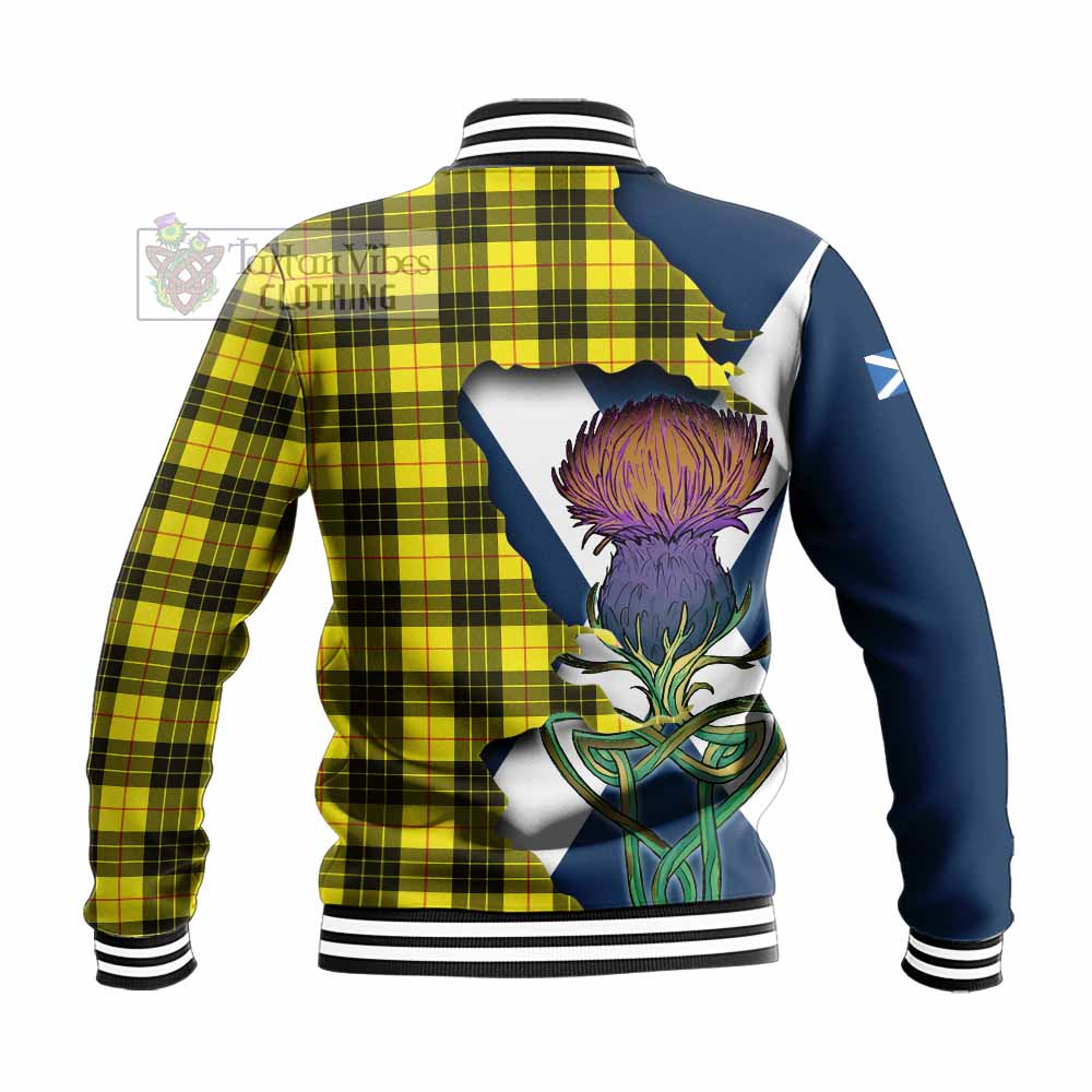 Tartan Vibes Clothing MacLeod (McLeod) Tartan Family Crest Baseball Jacket Scottish Thistle Celtic Inspired