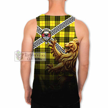 MacLeod (McLeod) Crest Tartan Men's Tank Top with Golden Lion Emblem Celtic Style